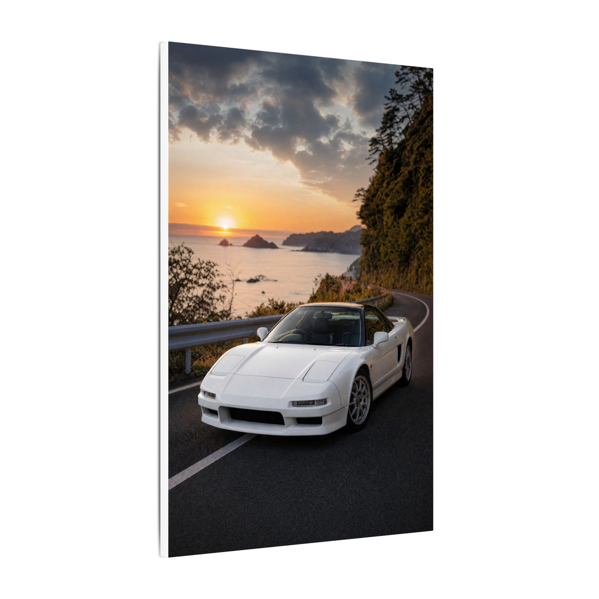 Honda NSX NA1 Canvas Wall Art — Coastal Sunset Photoreal JDM Car Art