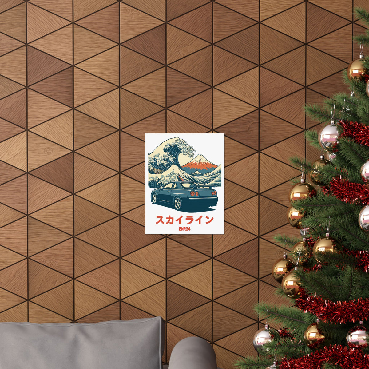 Nissan Skyline GT-R R34 Poster — Ukiyo-e Wave JDM Car Wall Art