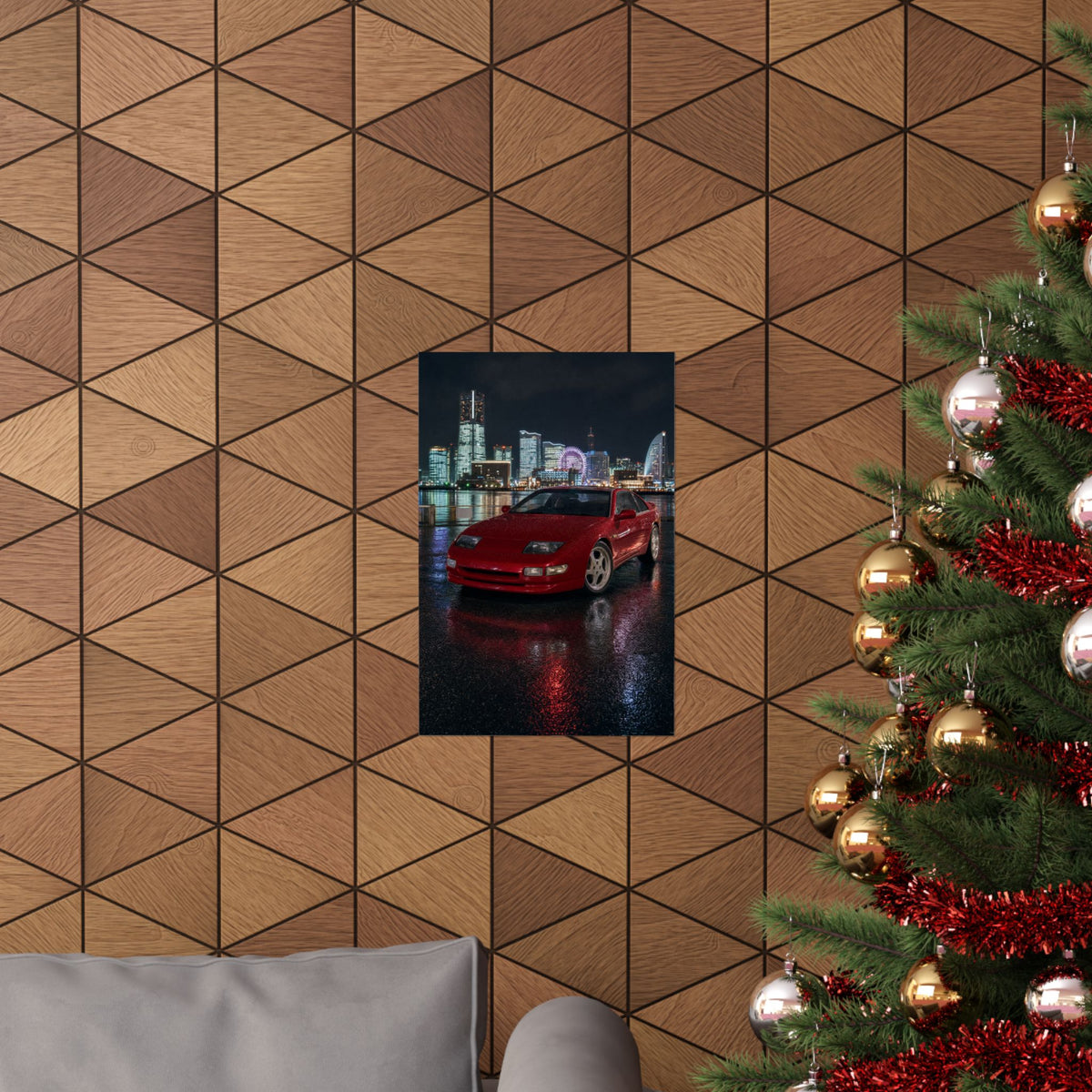 Nissan 300ZX Z32 Twin Turbo Poster — Yokohama Night Photoreal JDM Wall Art