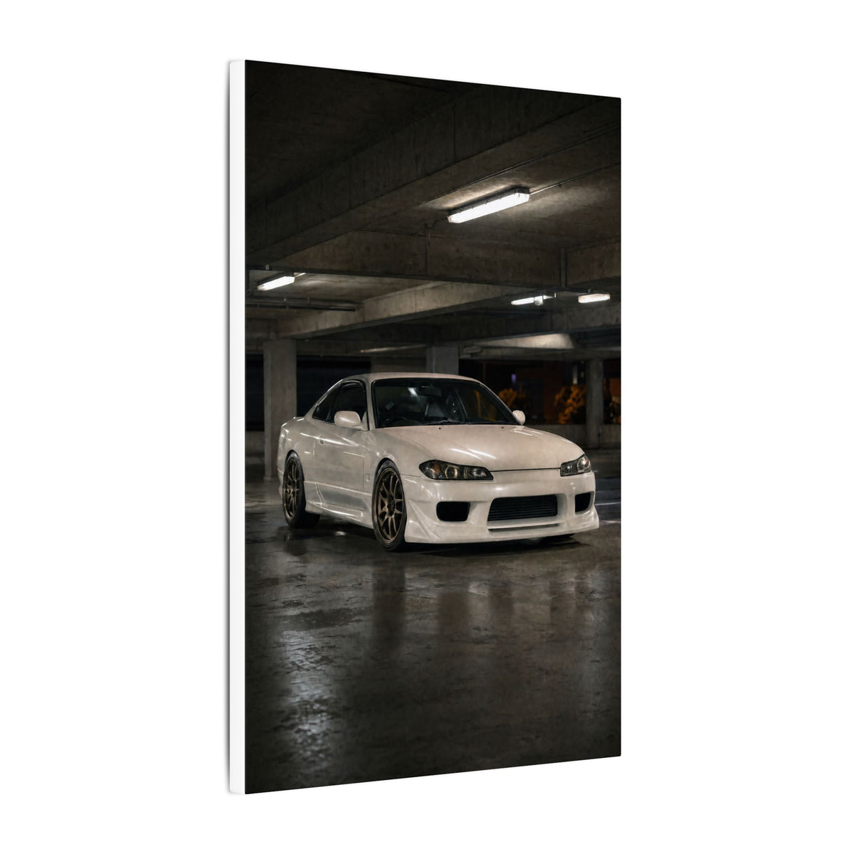 Nissan Silvia S15 Canvas Wall Art — Tokyo Parking Garage Photoreal JDM Car Art