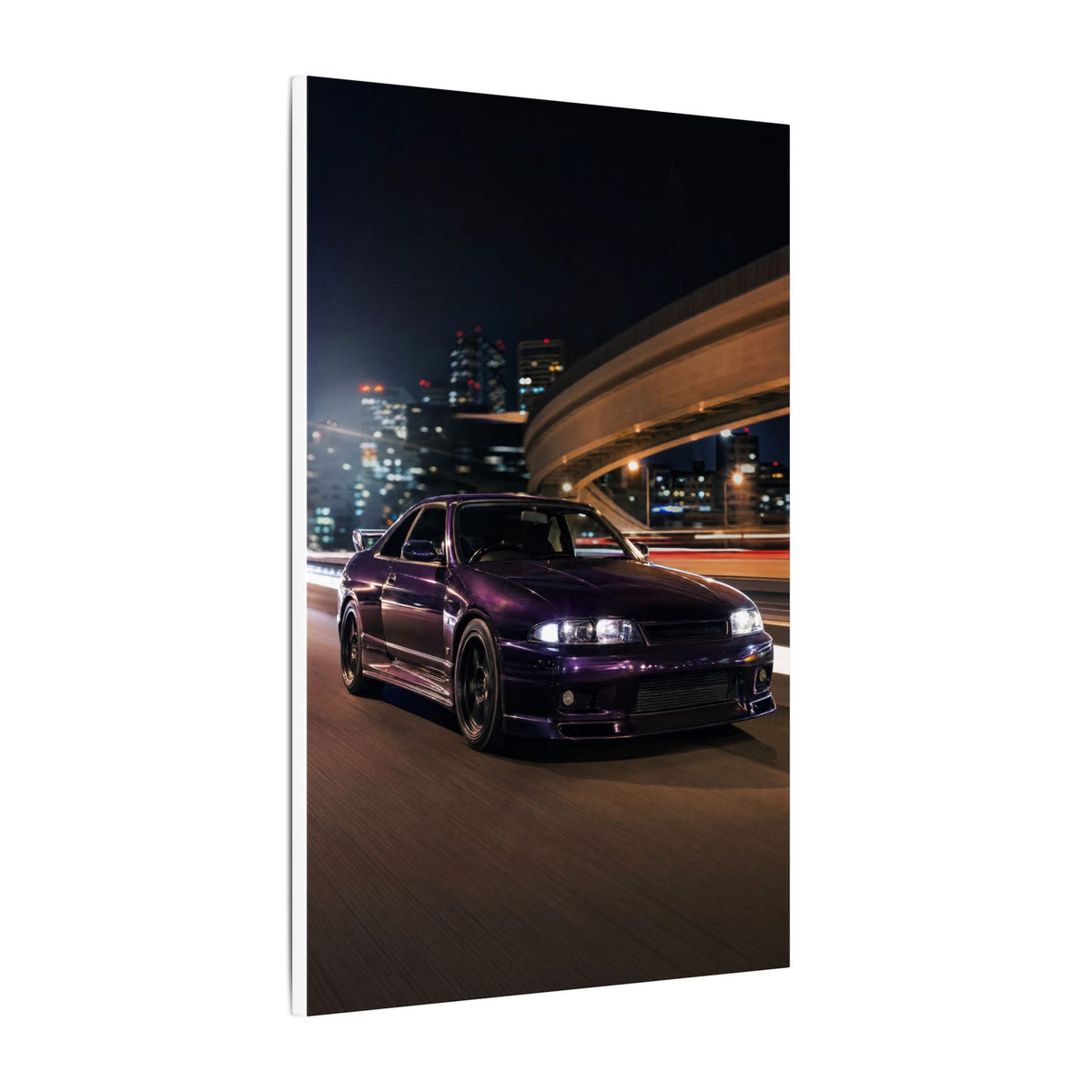 Nissan Skyline GT-R R33 Canvas Wall Art — Midnight Purple Wangan Photoreal JDM Car Art