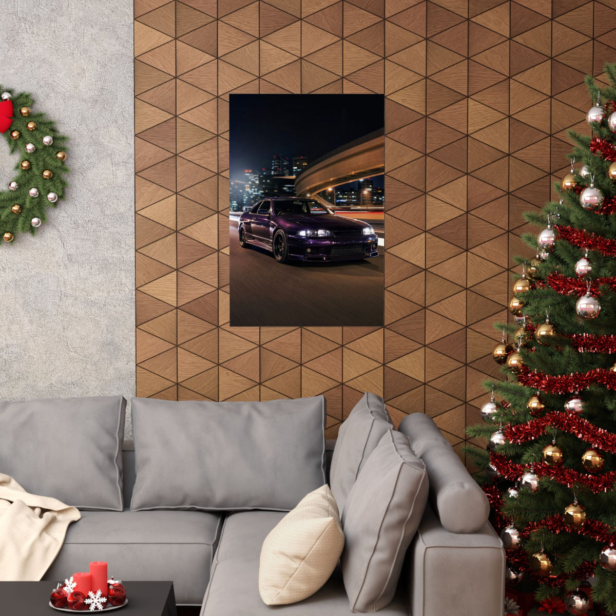 Nissan Skyline GT-R R33 Poster — Midnight Purple Wangan Photoreal JDM Wall Art