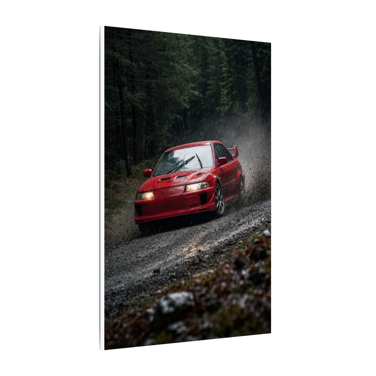 Mitsubishi Lancer Evolution VI Canvas Wall Art — Rally Stage Photoreal JDM Car Art