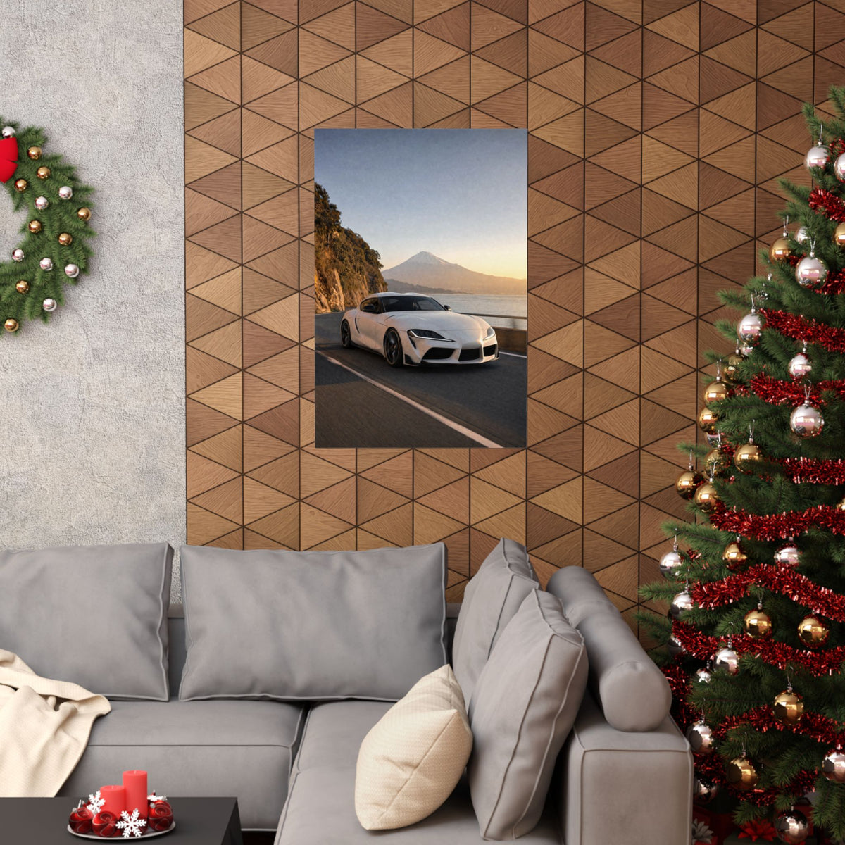 Toyota GR Supra A90 Poster — Mt. Fuji Coast Photoreal JDM Wall Art
