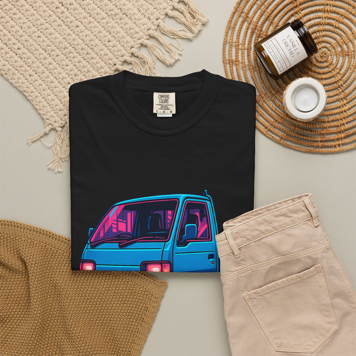 Cyber Neon Kei Truck T-Shirt — Japanese Mini Truck JDM Car Shirt