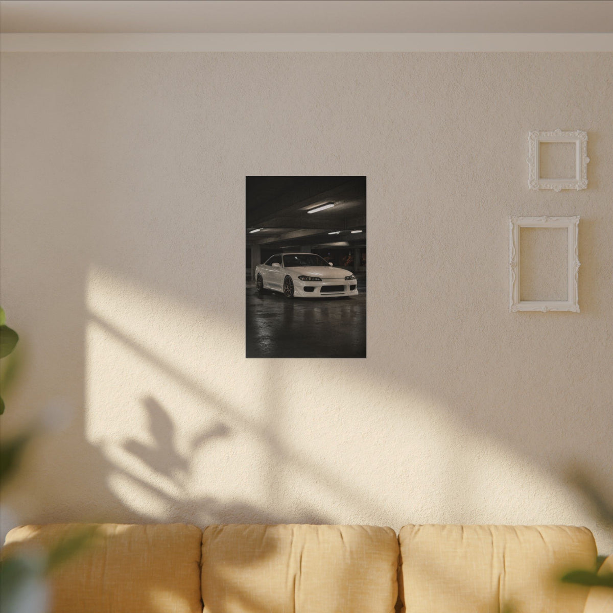 Nissan Silvia S15 Canvas Wall Art — Tokyo Parking Garage Photoreal JDM Car Art