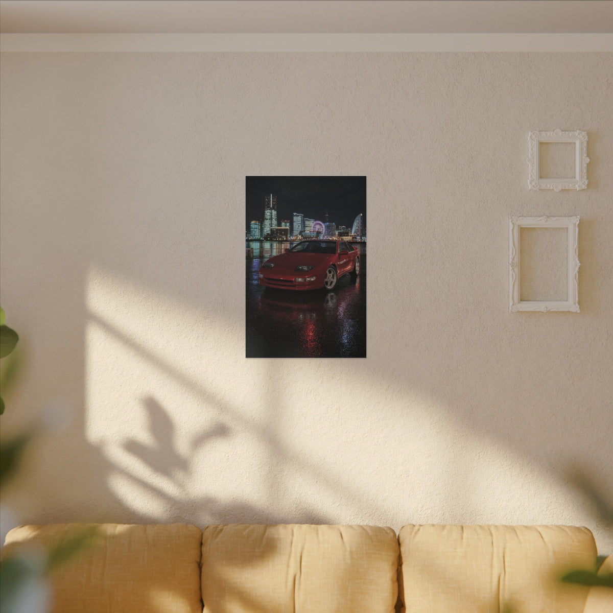Nissan 300ZX Z32 Twin Turbo Canvas Wall Art — Yokohama Night Photoreal JDM Car Art