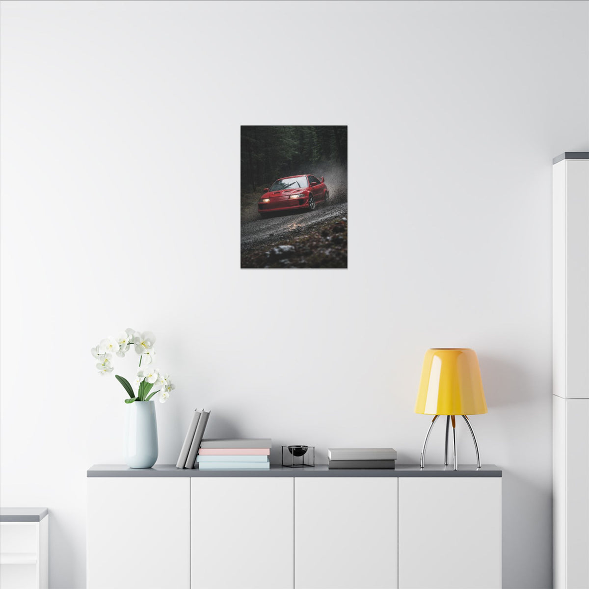 Mitsubishi Lancer Evolution VI Canvas Wall Art — Rally Stage Photoreal JDM Car Art