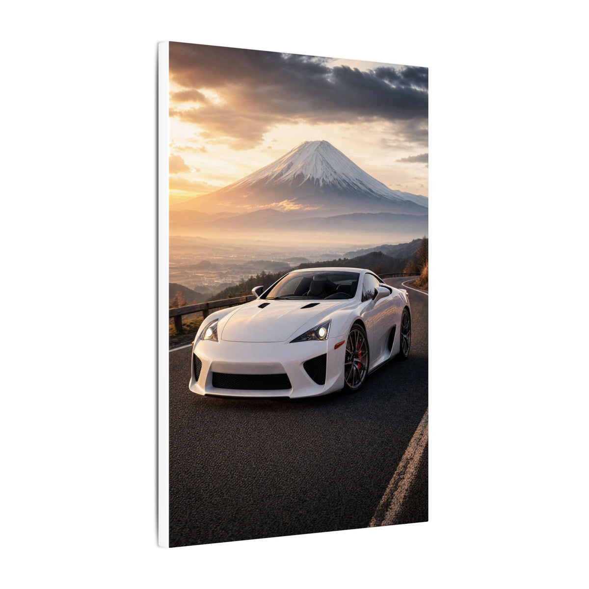 Lexus LFA Canvas Wall Art — Mt. Fuji Sunrise Photoreal JDM Supercar Wall Art