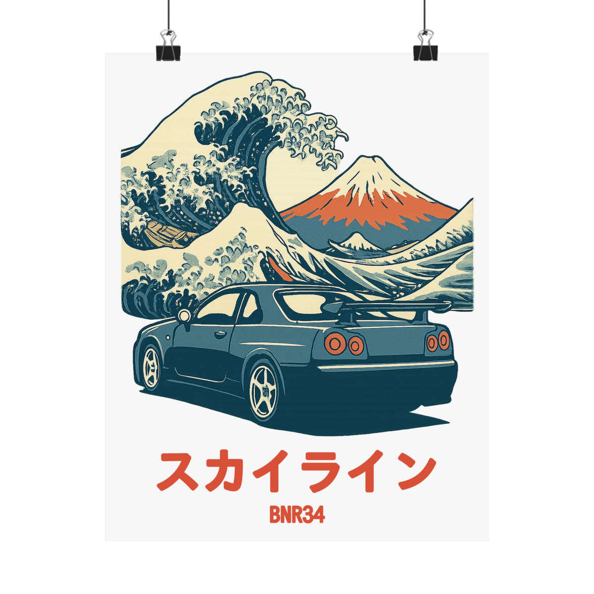 Nissan Skyline GT-R R34 Poster — Ukiyo-e Wave JDM Car Wall Art