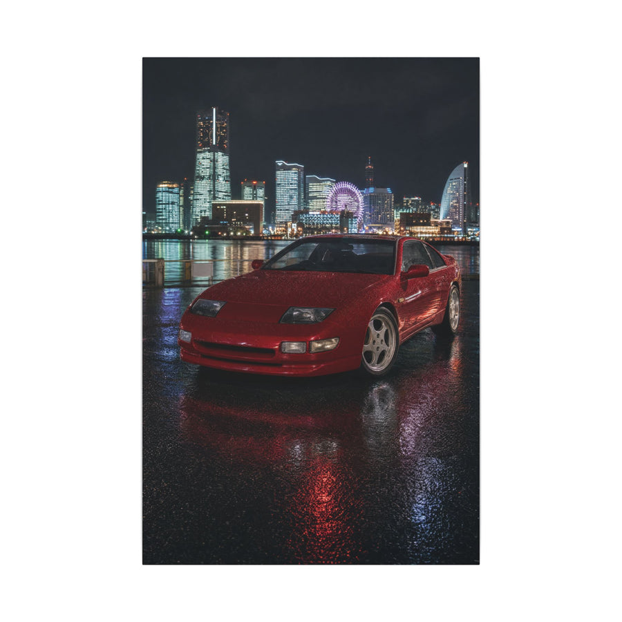Nissan 300ZX Z32 Twin Turbo Canvas Wall Art — Yokohama Night Photoreal JDM Car Art