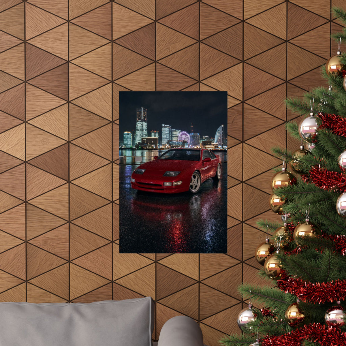 Nissan 300ZX Z32 Twin Turbo Poster — Yokohama Night Photoreal JDM Wall Art