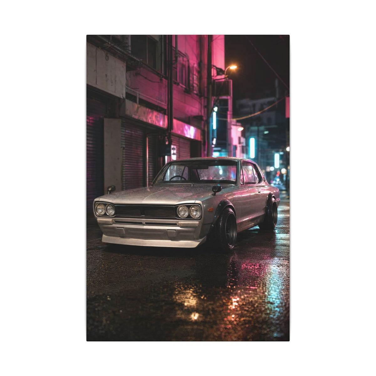 Nissan Skyline Hakosuka KPGC10 Canvas Wall Art — Neon Tokyo Photoreal JDM Car Art