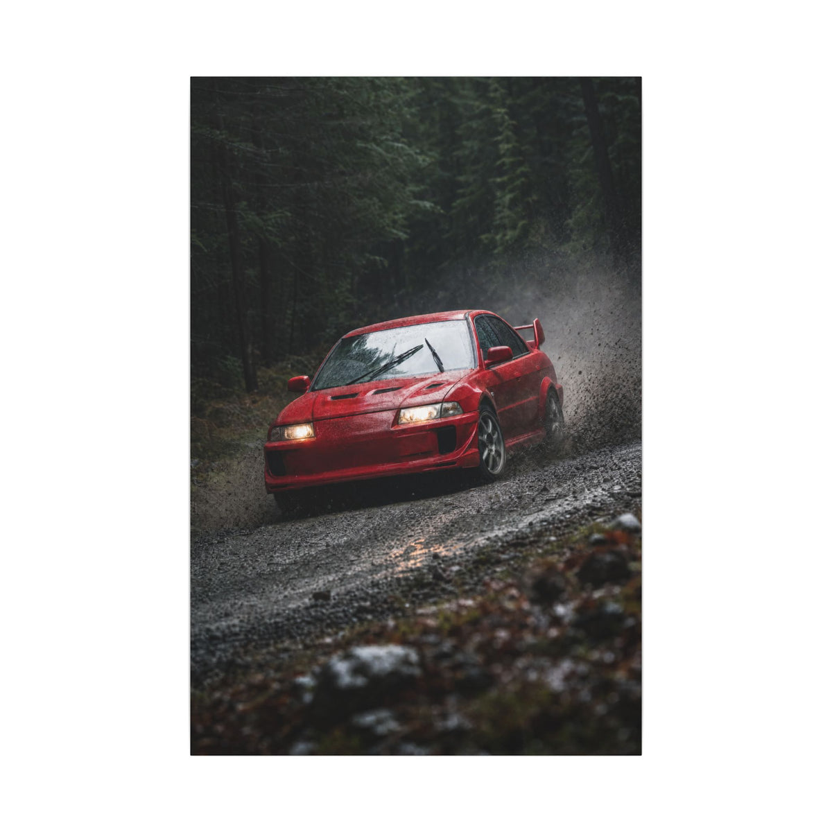 Mitsubishi Lancer Evolution VI Canvas Wall Art — Rally Stage Photoreal JDM Car Art