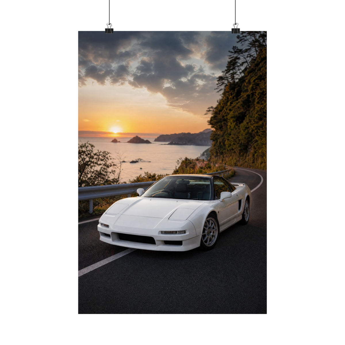 Honda NSX NA1 Poster — Coastal Sunset Photoreal JDM Wall Art