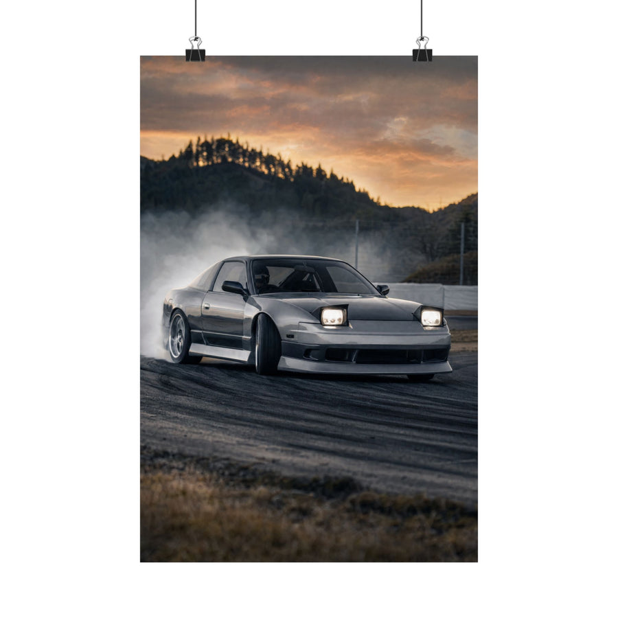 Nissan Silvia S13 Poster — Drift Smoke Photoreal JDM Wall Art