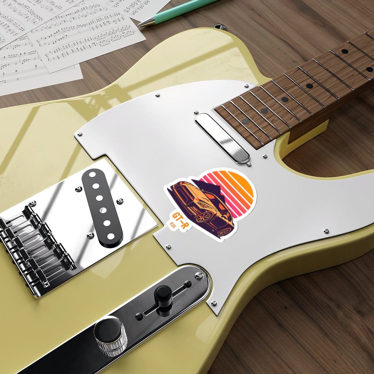 Nissan GT-R R35 Sticker — Retro Sunset JDM Vinyl Decal
