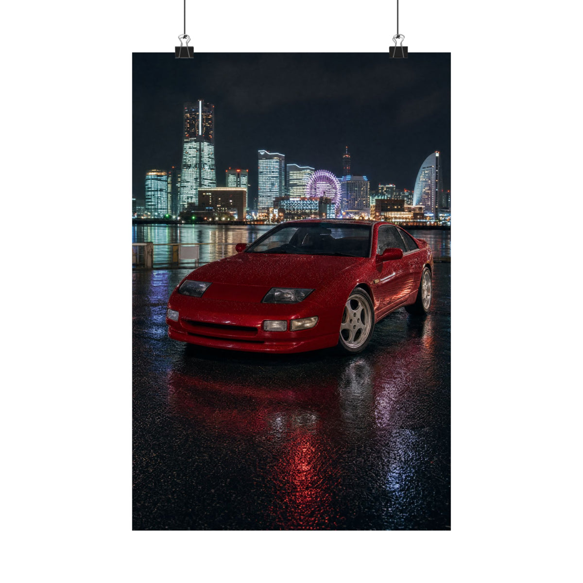 Nissan 300ZX Z32 Twin Turbo Poster — Yokohama Night Photoreal JDM Wall Art