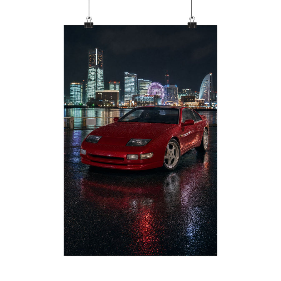Nissan 300ZX Z32 Twin Turbo Poster — Yokohama Night Photoreal JDM Wall Art