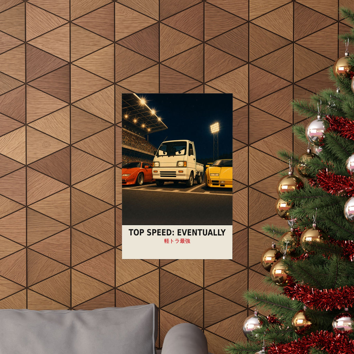 Funny Kei Truck Poster — Top Speed: Eventually Mini Truck on the Grid Wall Art
