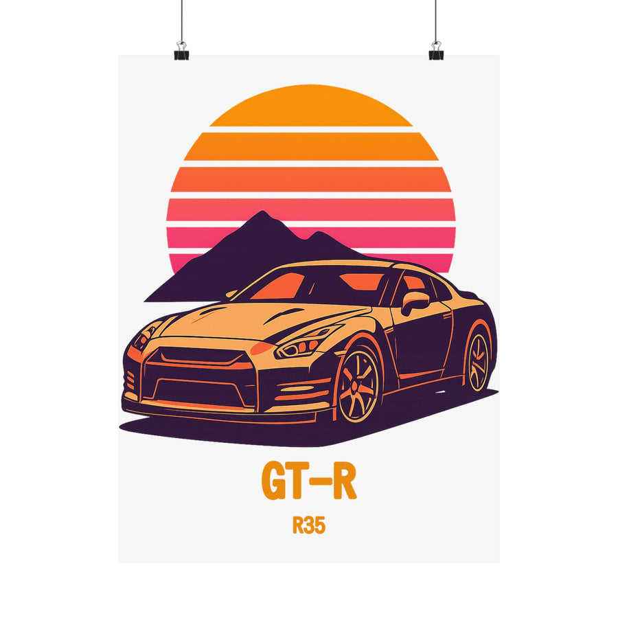 Nissan GT-R R35 Poster — Retro Sunset JDM Car Wall Art