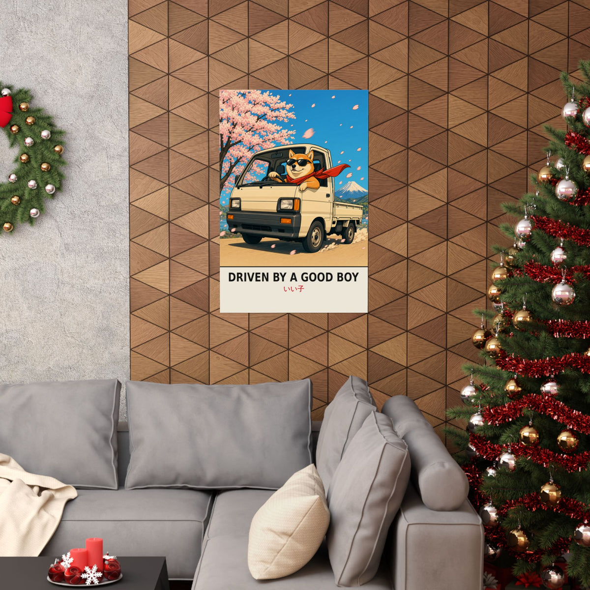 Funny Shiba Inu Kei Truck Poster — Driven by a Good Boy Wall Art