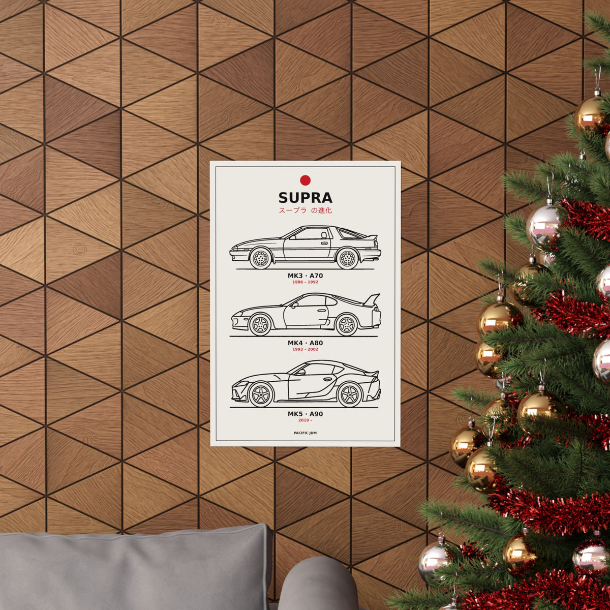Evolution of the Toyota Supra Poster — MK3 MK4 MK5 Line Art JDM Wall Art