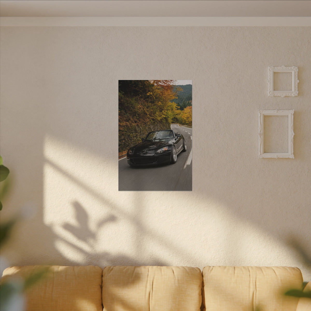 Honda S2000 AP1 Canvas Wall Art — Autumn Mountain Pass Photoreal JDM Car Art