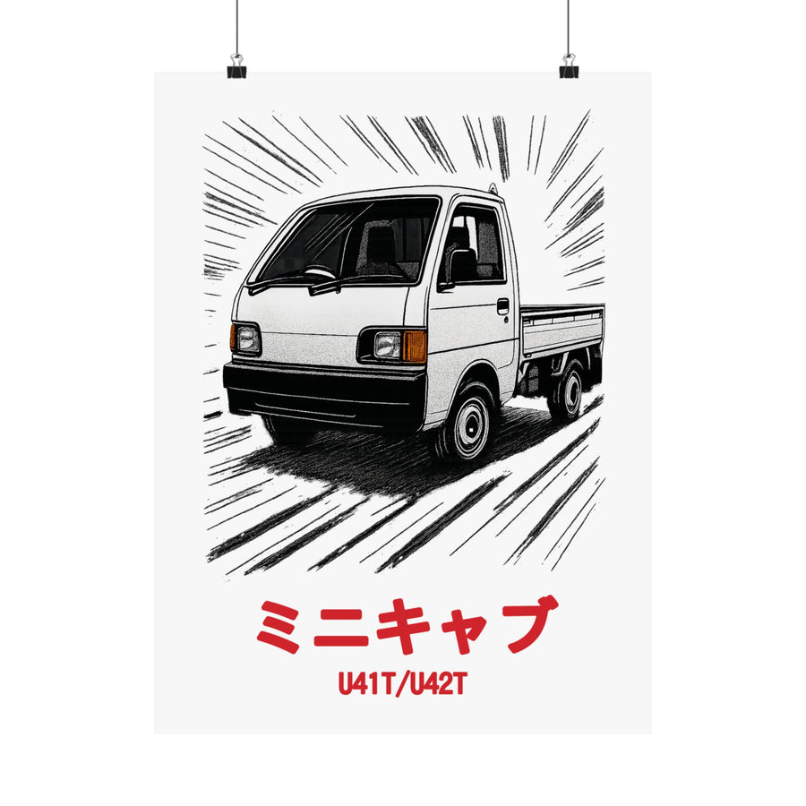 Mitsubishi Minicab Kei Truck Poster — Manga Panel Japanese Mini Truck Poster