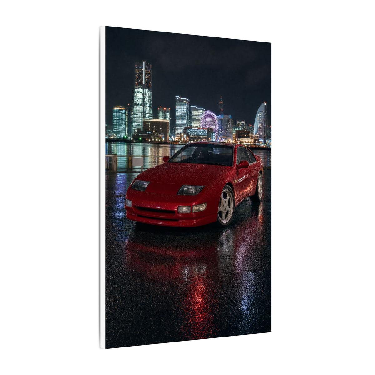 Nissan 300ZX Z32 Twin Turbo Canvas Wall Art — Yokohama Night Photoreal JDM Car Art