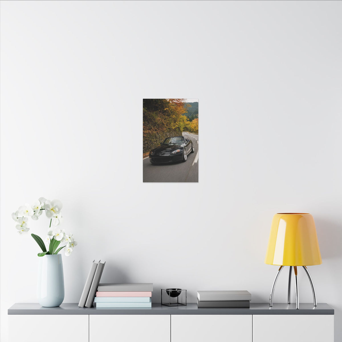Honda S2000 AP1 Canvas Wall Art — Autumn Mountain Pass Photoreal JDM Car Art