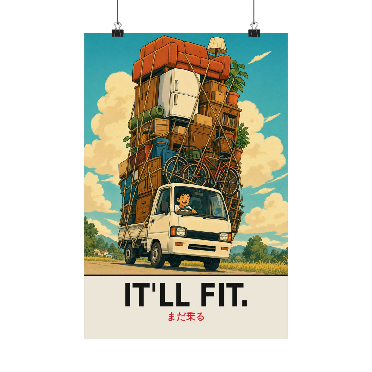 Funny Kei Truck Poster — It'll Fit Overloaded Mini Truck Wall Art