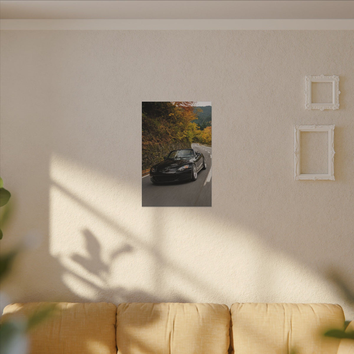 Honda S2000 AP1 Canvas Wall Art — Autumn Mountain Pass Photoreal JDM Car Art