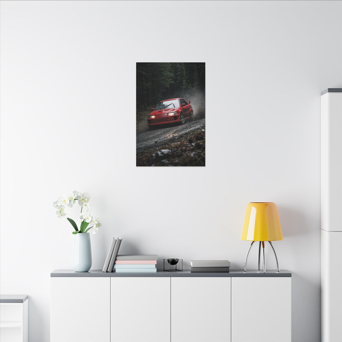 Mitsubishi Lancer Evolution VI Canvas Wall Art — Rally Stage Photoreal JDM Car Art