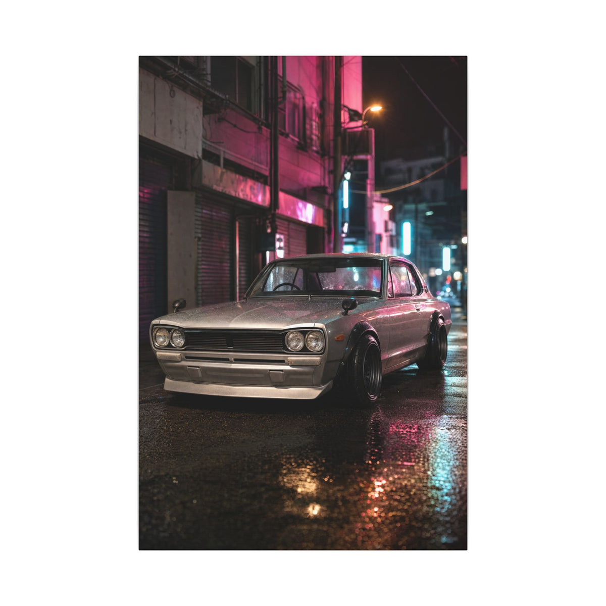 Nissan Skyline Hakosuka KPGC10 Canvas Wall Art — Neon Tokyo Photoreal JDM Car Art
