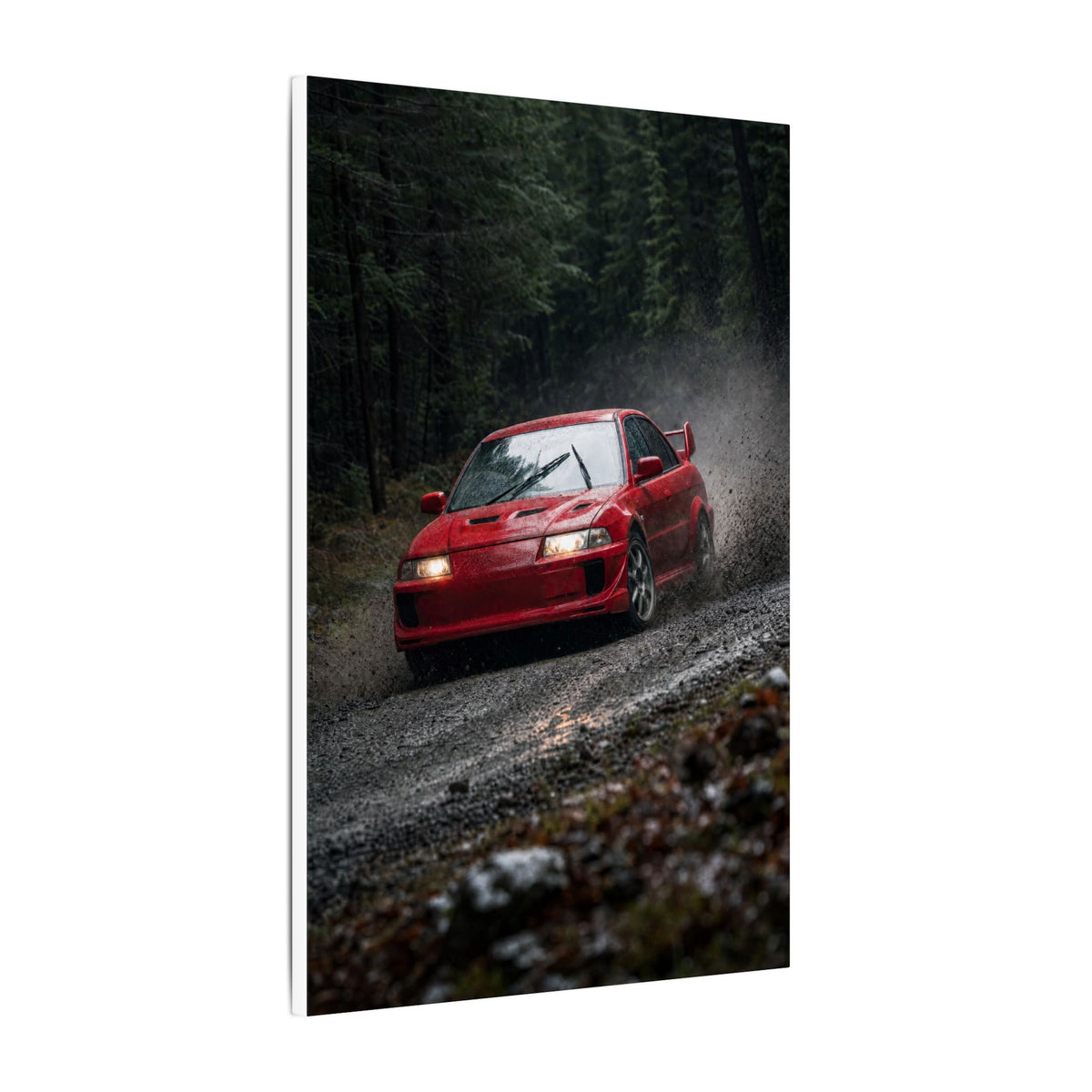 Mitsubishi Lancer Evolution VI Canvas Wall Art — Rally Stage Photoreal JDM Car Art