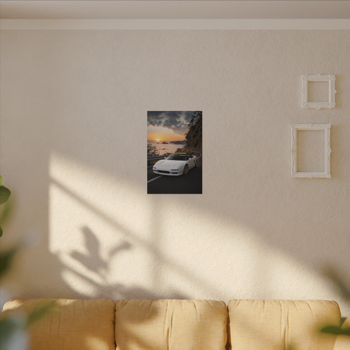 Honda NSX NA1 Canvas Wall Art — Coastal Sunset Photoreal JDM Car Art