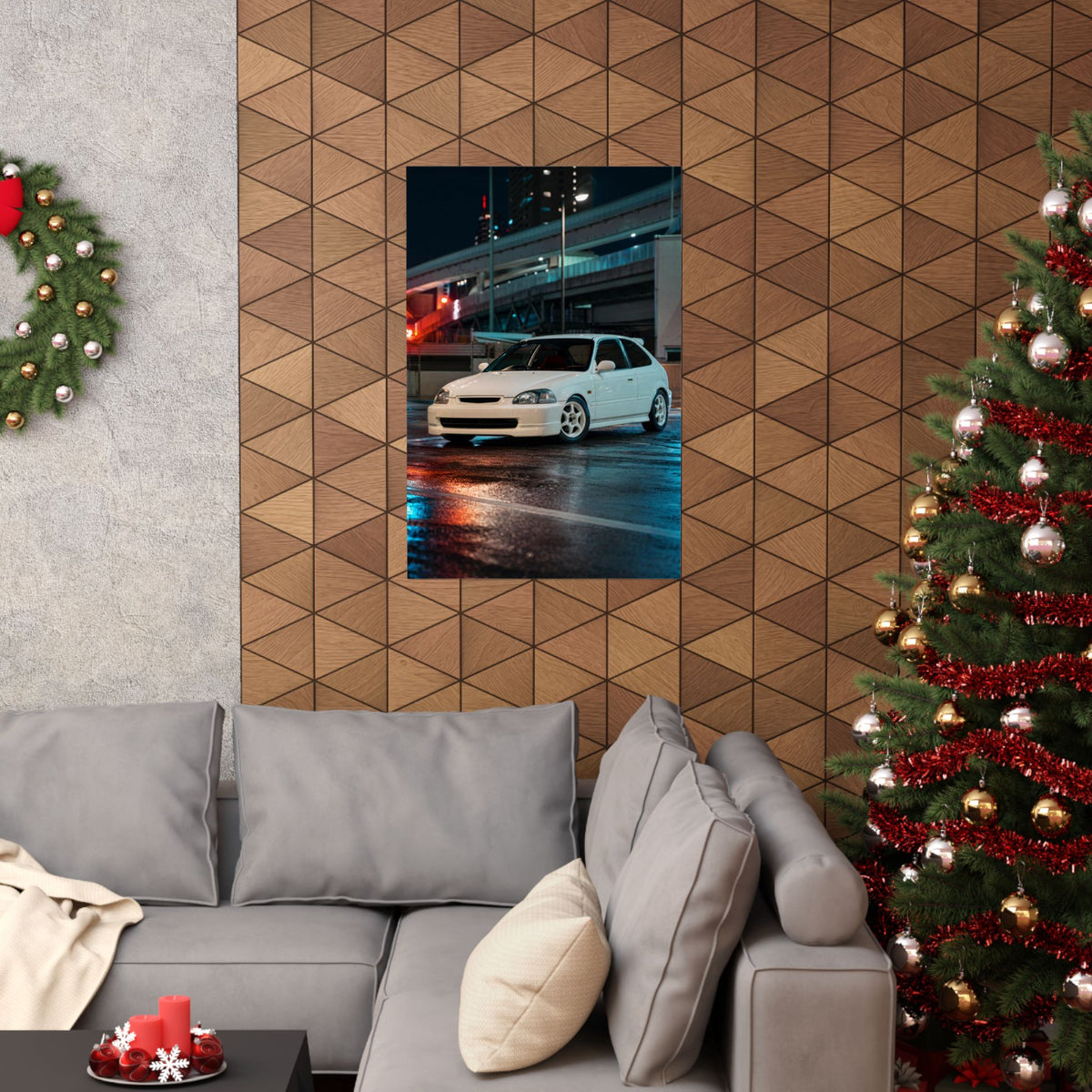 Honda Civic Type R EK9 Poster — Tokyo Highway Night Photoreal JDM Wall Art