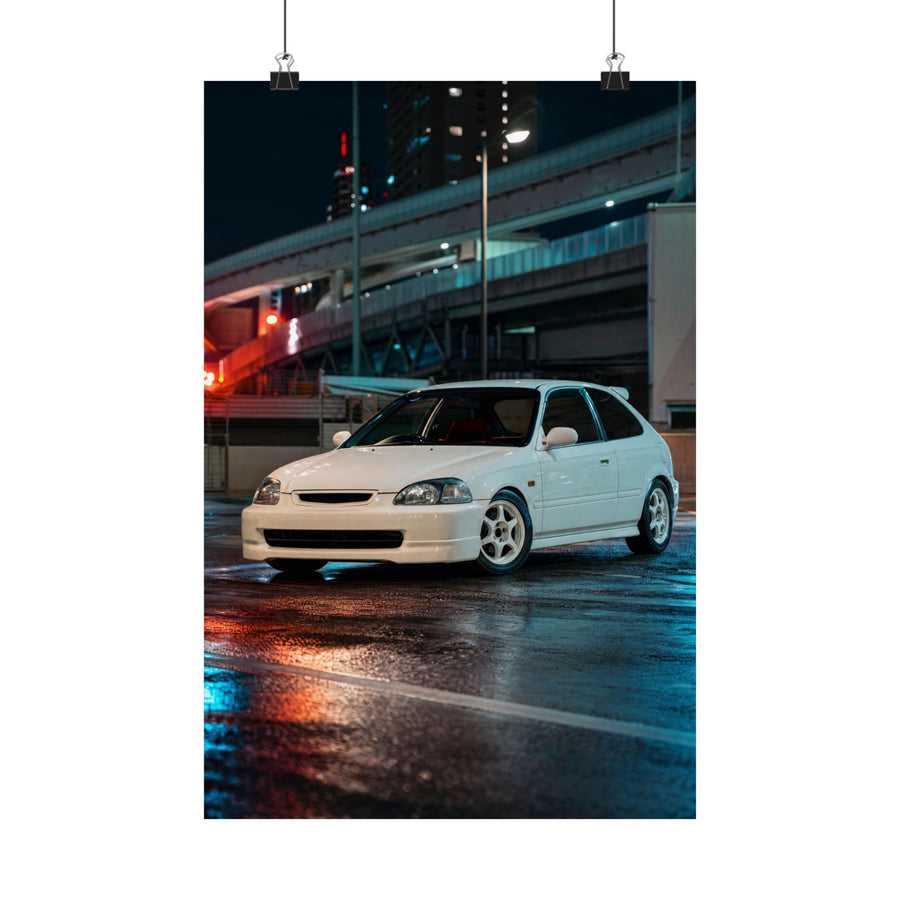 Honda Civic Type R EK9 Poster — Tokyo Highway Night Photoreal JDM Wall Art