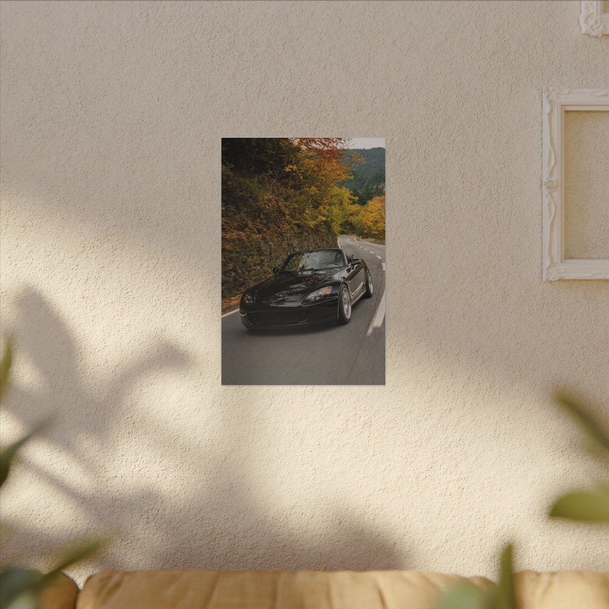 Honda S2000 AP1 Canvas Wall Art — Autumn Mountain Pass Photoreal JDM Car Art