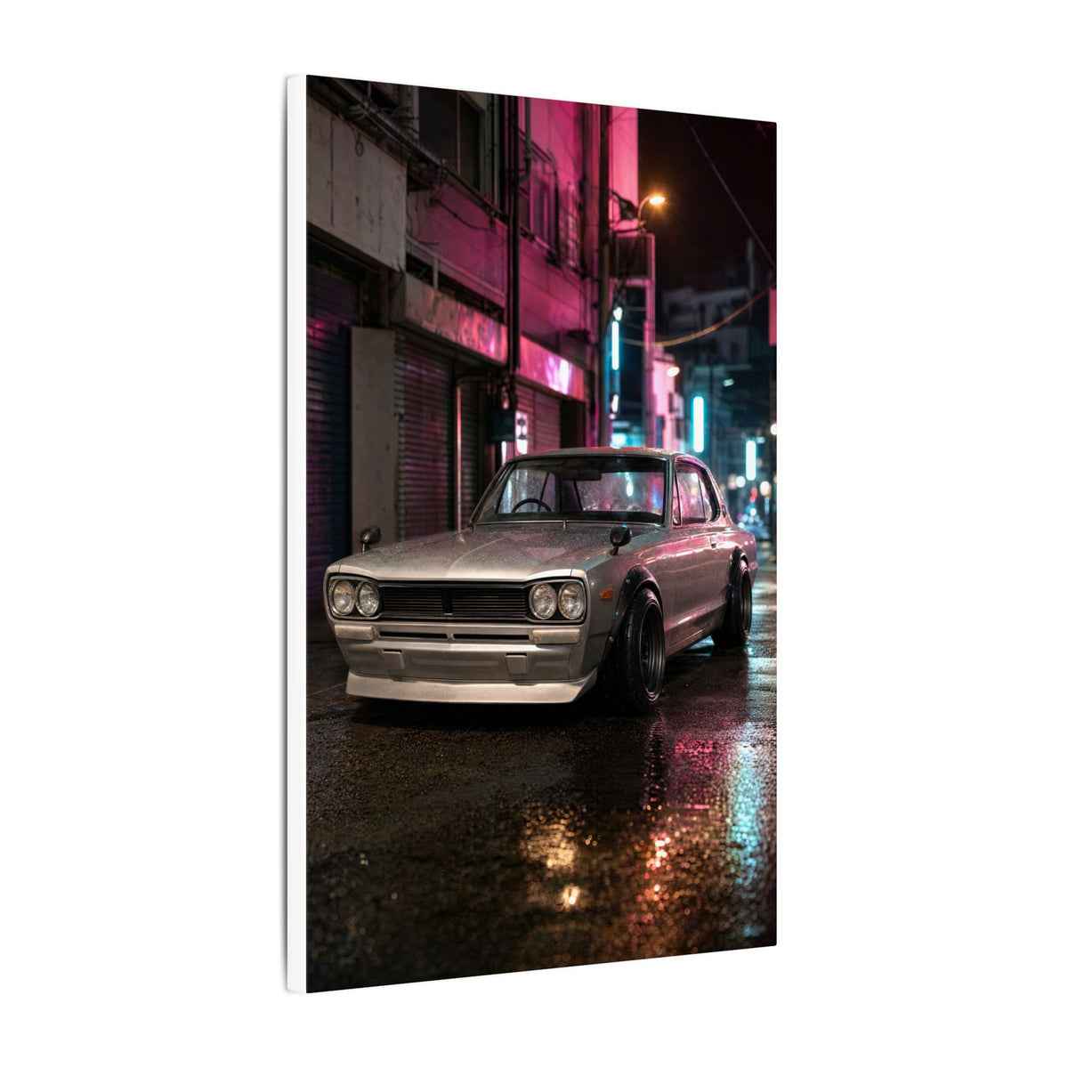 Nissan Skyline Hakosuka KPGC10 Canvas Wall Art — Neon Tokyo Photoreal JDM Car Art