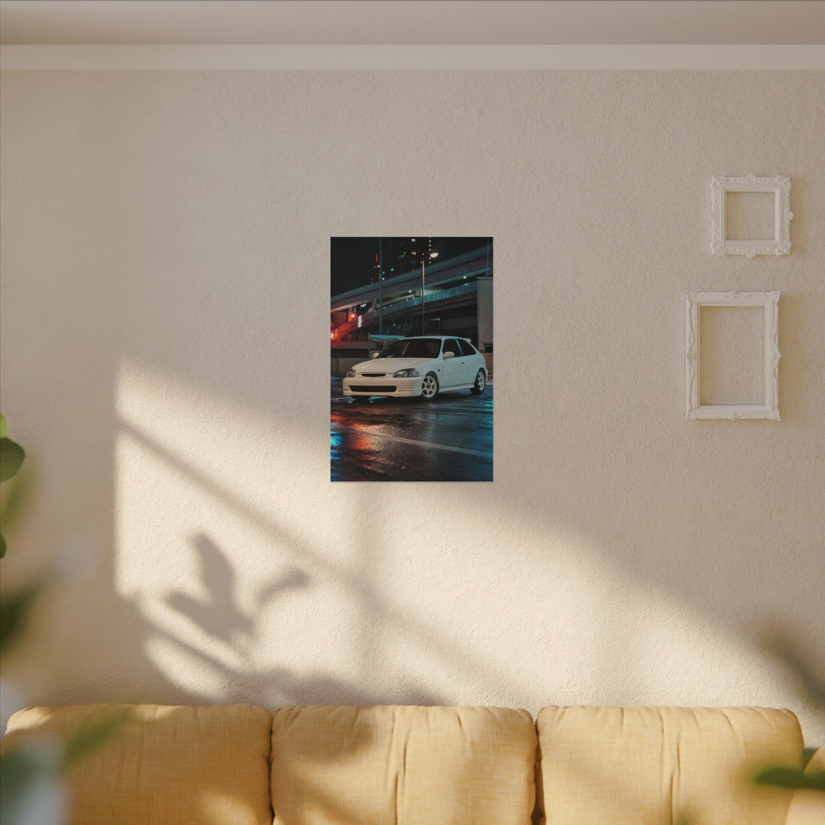 Honda Civic Type R EK9 Canvas Wall Art — Tokyo Highway Night Photoreal JDM Car Art