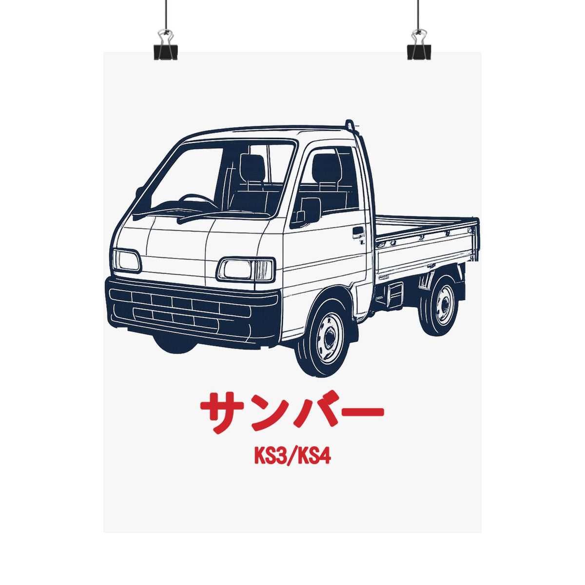 Subaru Sambar Kei Truck Poster — Blueprint Japanese Mini Truck Poster