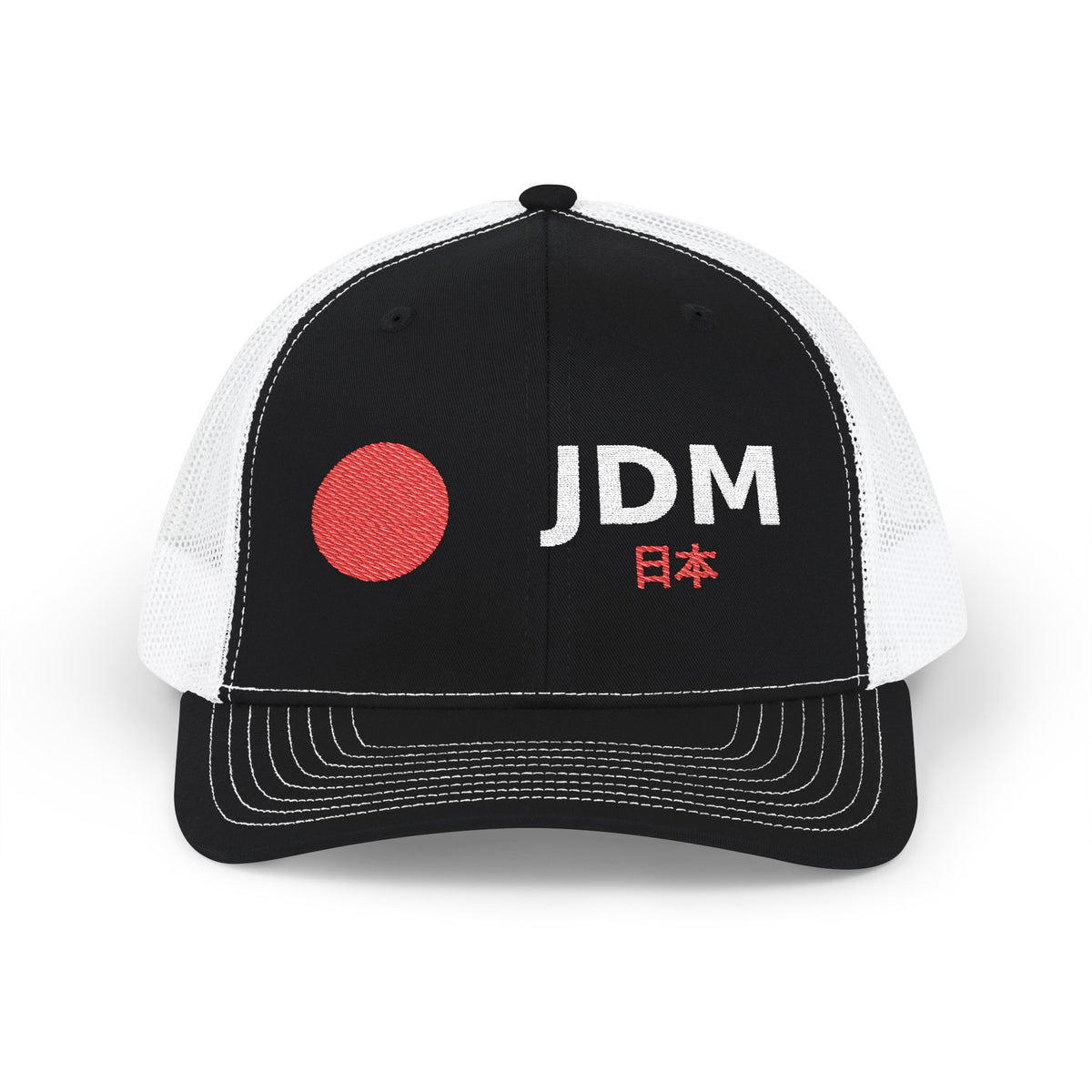 JDM Red Sun Hat — Embroidered JDM 日本 Snapback Trucker Cap