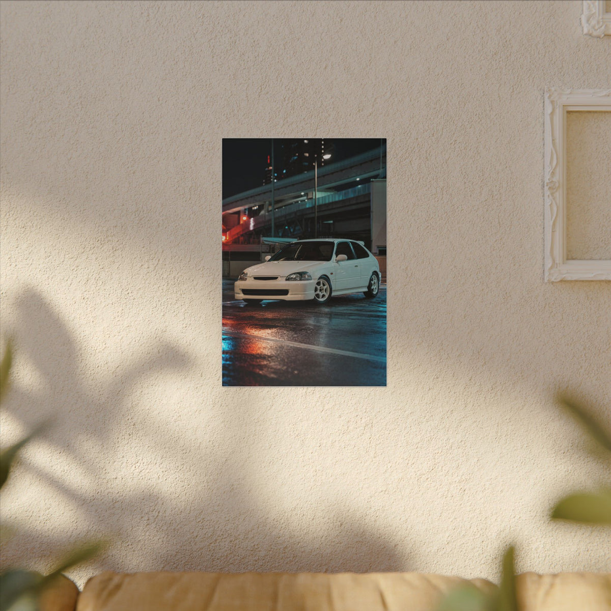 Honda Civic Type R EK9 Canvas Wall Art — Tokyo Highway Night Photoreal JDM Car Art
