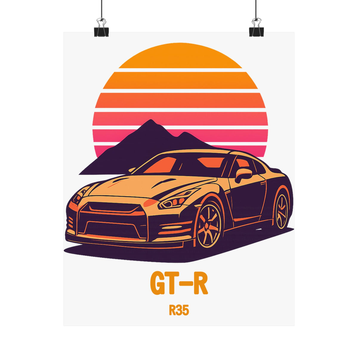 Nissan GT-R R35 Poster — Retro Sunset JDM Car Wall Art