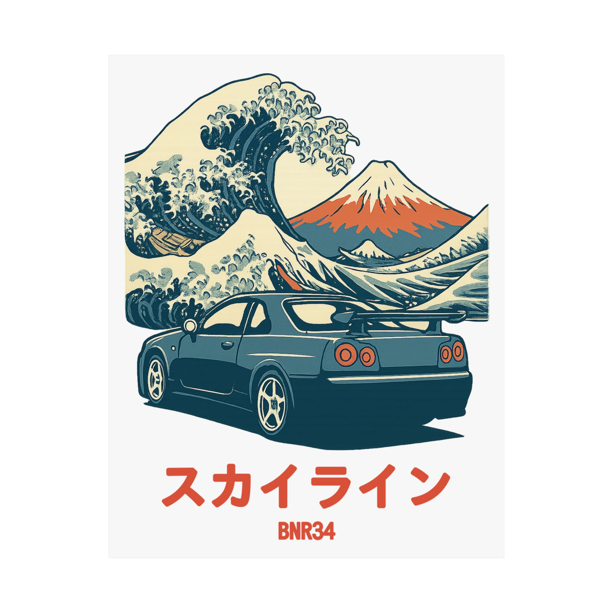 Nissan Skyline GT-R R34 Poster — Ukiyo-e Wave JDM Car Wall Art