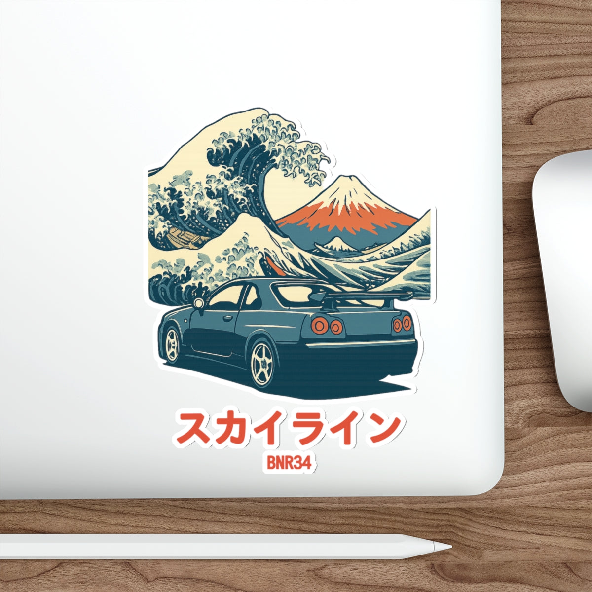 Nissan Skyline GT-R R34 Sticker — Ukiyo-e Wave JDM Vinyl Decal
