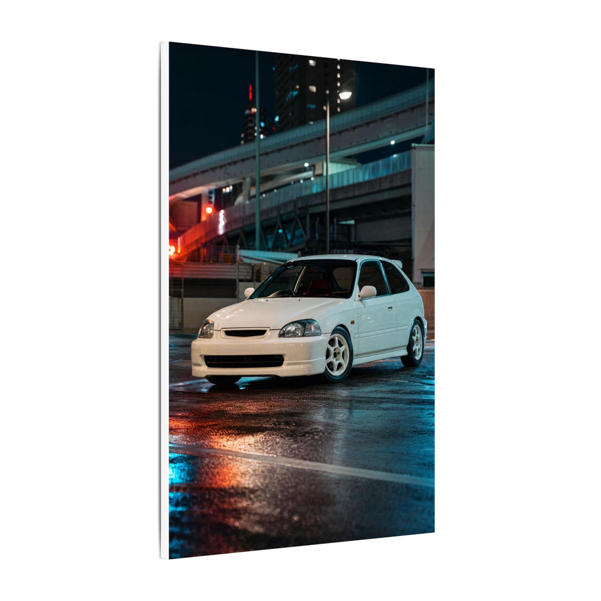 Honda Civic Type R EK9 Canvas Wall Art — Tokyo Highway Night Photoreal JDM Car Art