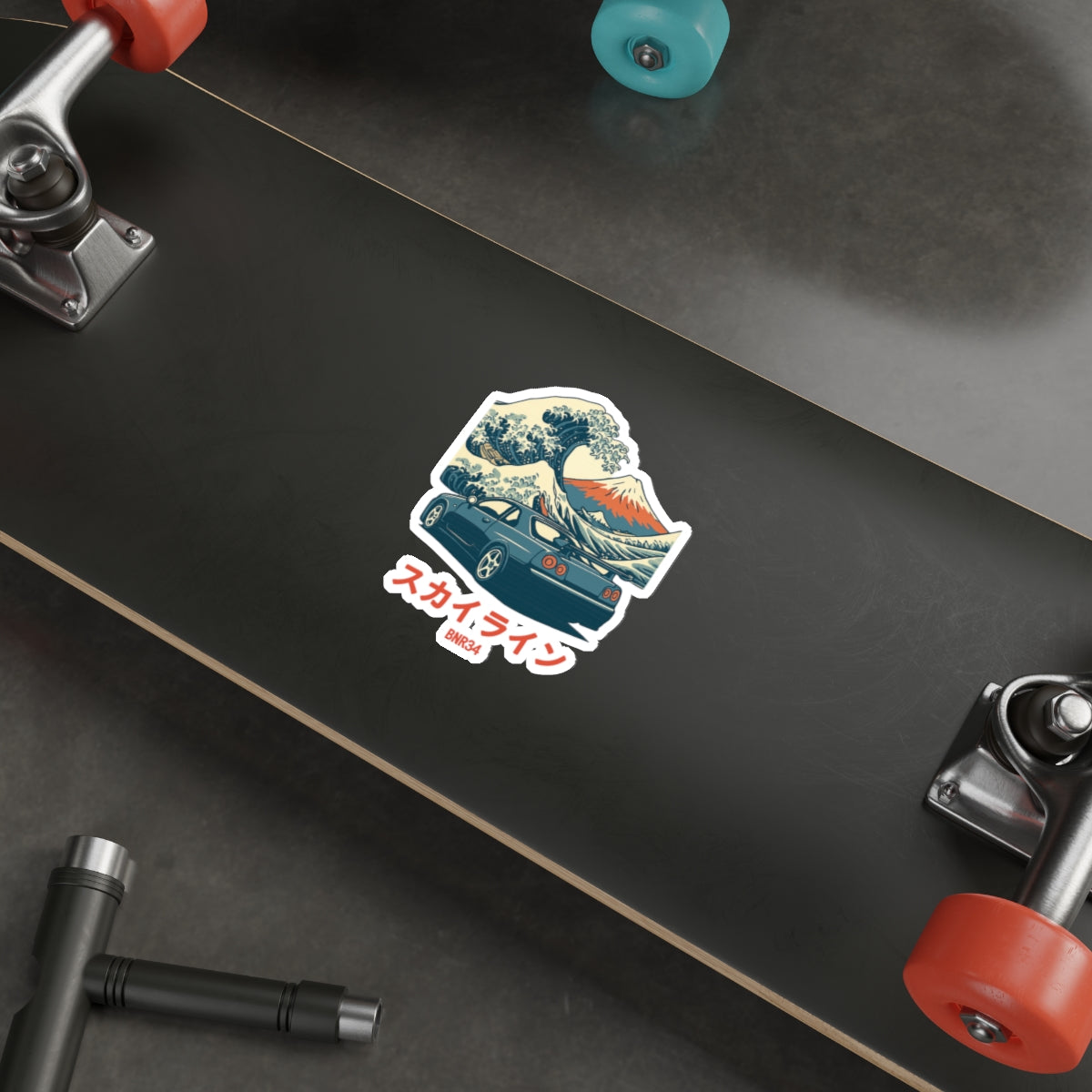 Nissan Skyline GT-R R34 Sticker — Ukiyo-e Wave JDM Vinyl Decal